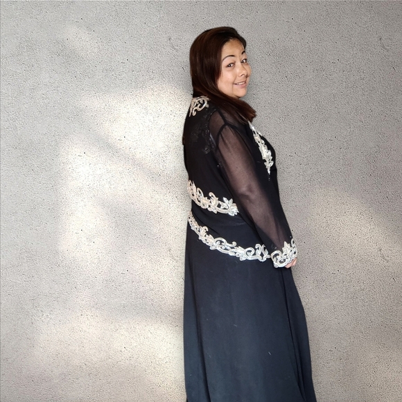 J KARA NEW YORK Black Dress with Gold Accents Women's Size 14 With Jacket NWOT - Picture 11 of 16